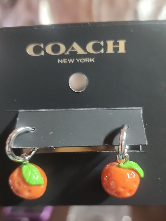 Coach Jewelry - COACH Strawberry Post With Cs Enamel Fruit Drop Earrings with Green Leafs Nwt